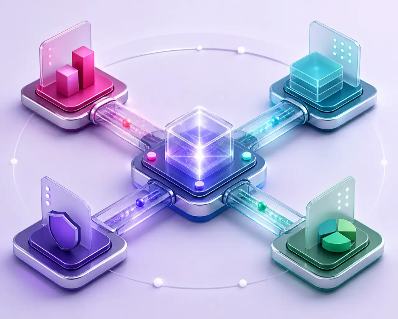 Representación ilustrativa de integración de sistemas para empresas para una operación empresarial